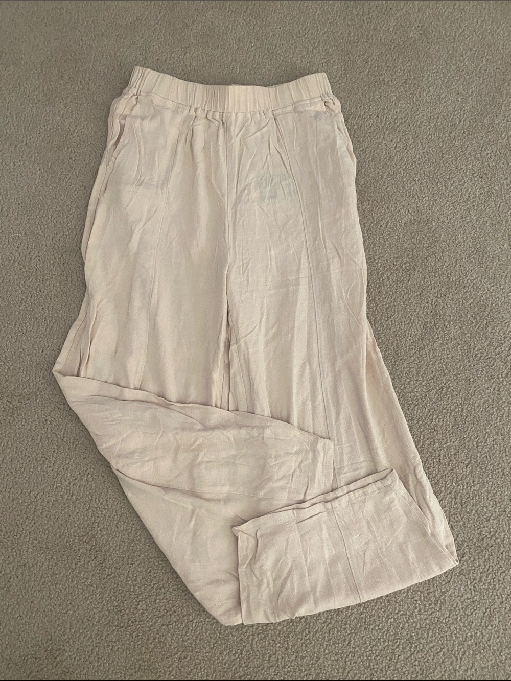 MEDIUM. HALARA MIDRISE LINEN WIDE LEG CASUAL PANTS - Picture 5 of 9